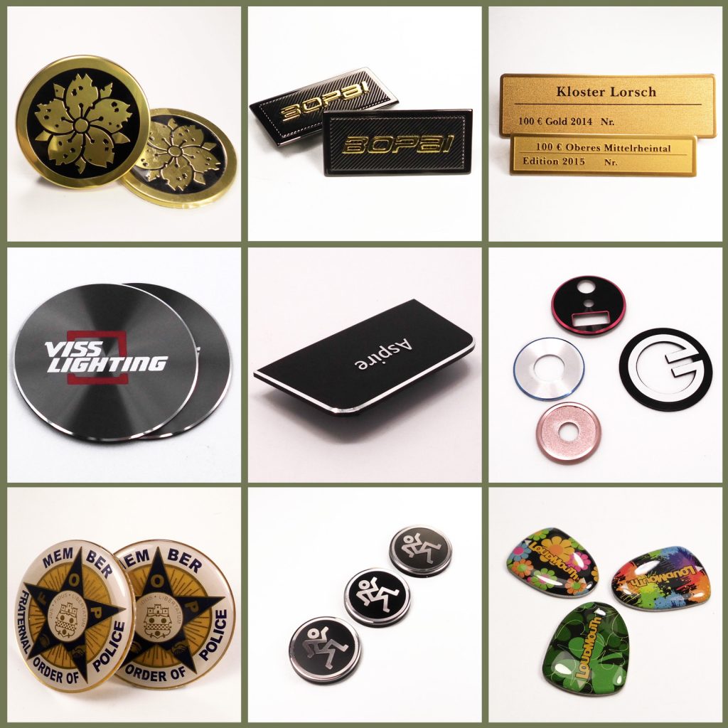 Custom name brand metal logo plate