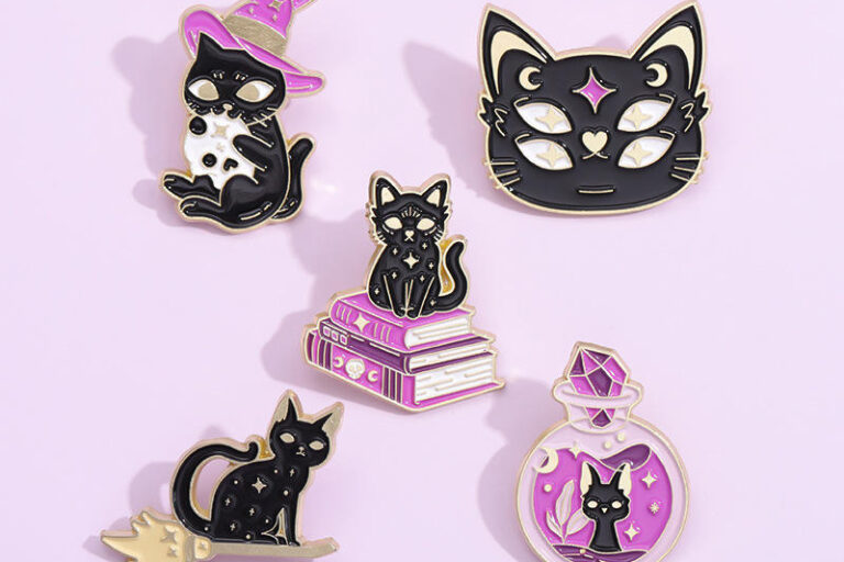 Custom Cat Shaped Print Paw Enamel Pins