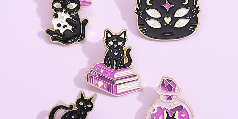 Custom Cat Shaped Print Paw Enamel Pins