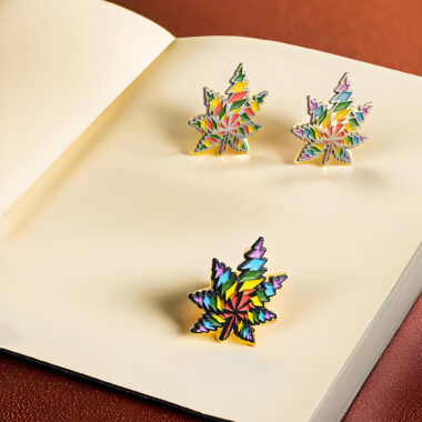 Custom Rainbow Leaf Soft Enamel Pins