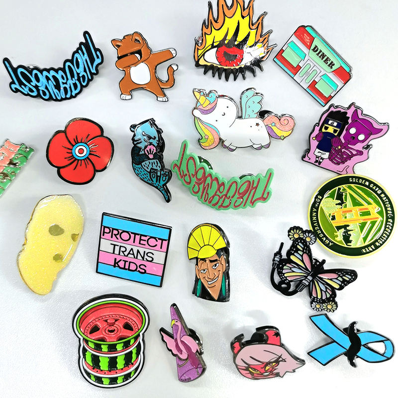 Cartoon anime enamel lapel pin with glitter