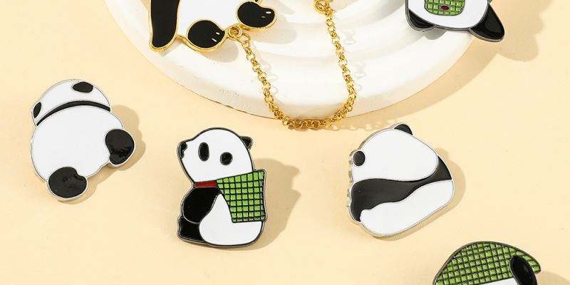 Cute panda cartoon enamel lapel pin