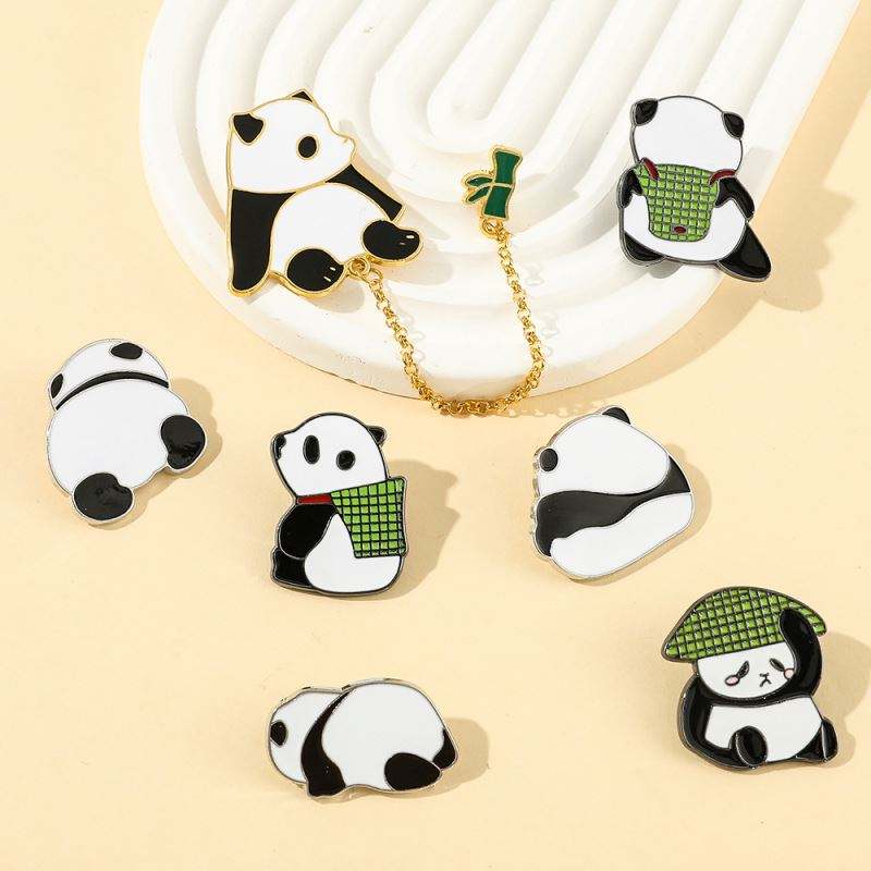 Cute panda cartoon enamel lapel pin