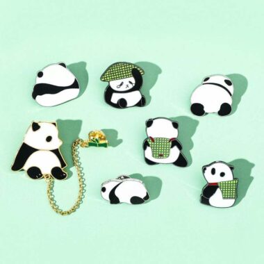 Cute panda cartoon enamel lapel pin
