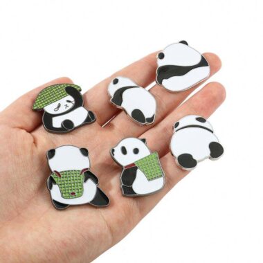 Cute panda cartoon enamel lapel pin