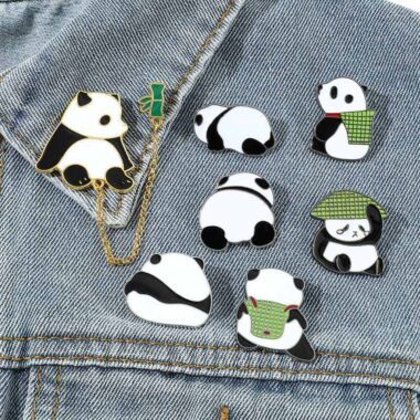 Cute panda cartoon enamel lapel pin
